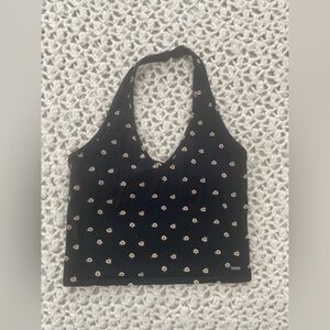 Hollister Black Floral halter top